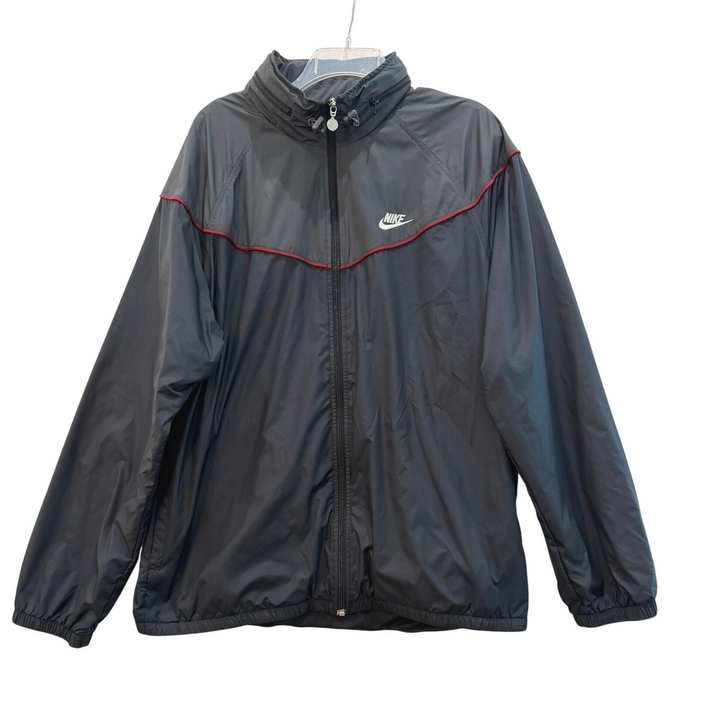 Vtg Nike Air Mens Windbreaker Jacket XL Black Grey Full Zip Mesh Lined Track